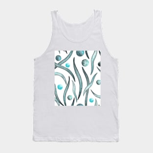 Saffron Leaves Pattern - Forest Green and Turquoise Tank Top